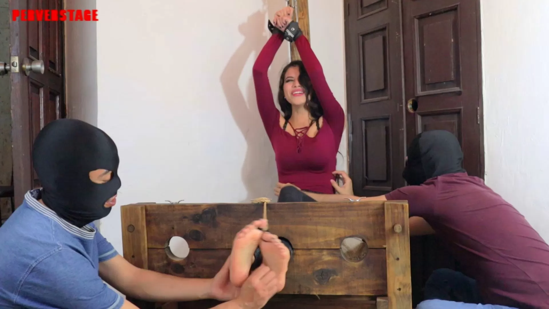 Perverstage – Cynthia tied up in the Stock and alone with 2 Ticklers.mp4_snapsh.webp