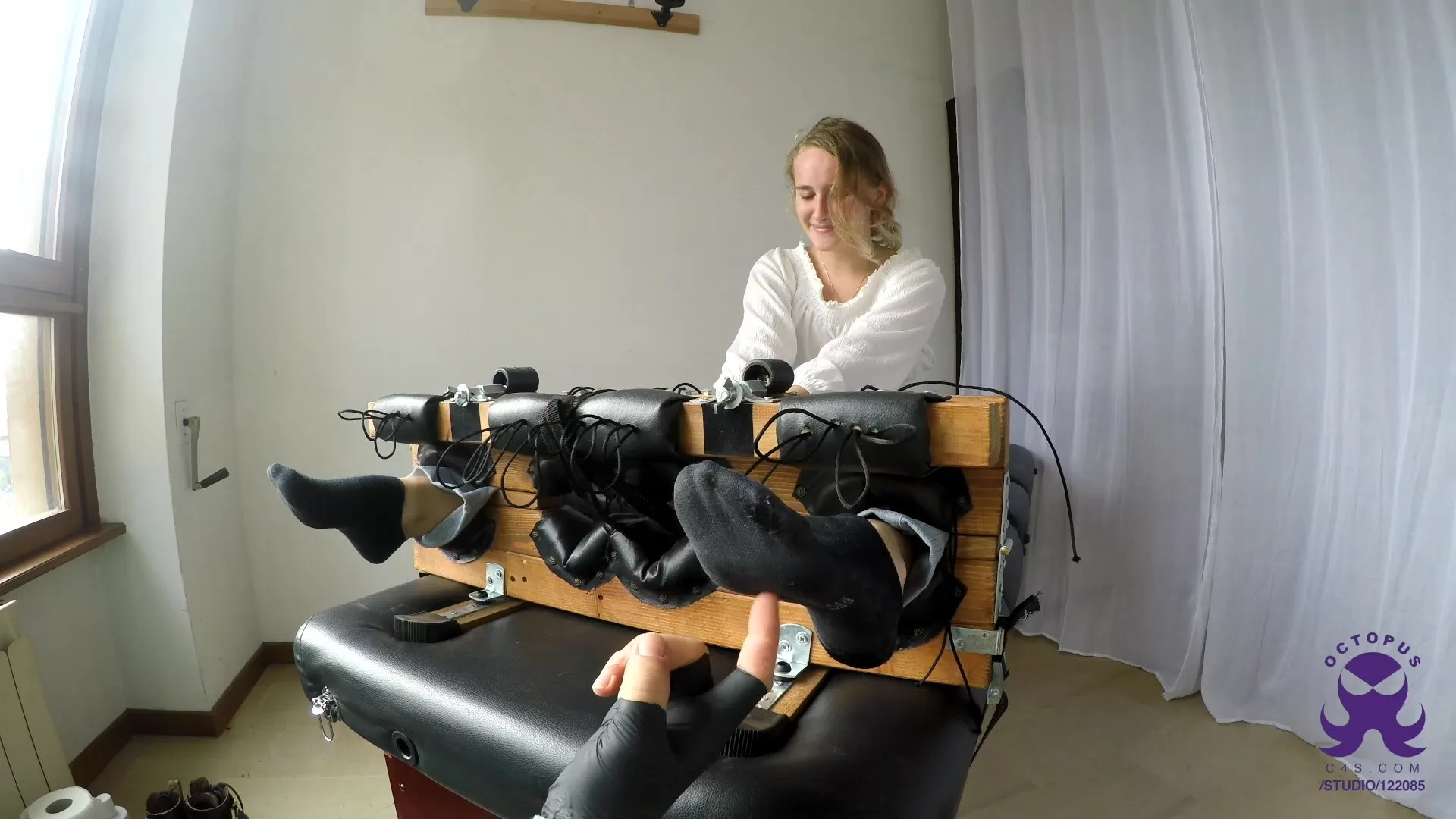 Octopus – 19 Years Old – Hyper Ticklish Fra – First Time in the Stocks – Par.webp