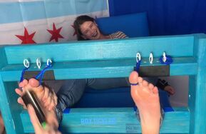 TheDevilsFootstool – Ambitious Beauty Model Sarah Tickled in Stocks